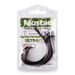 Mustad Demon Perfect Circle In-Line 3X Hooks Black Knickel
